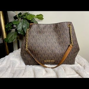 Brown MK Shoulder Bag with Chain Straps